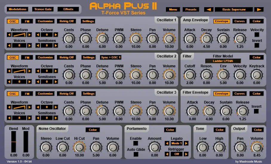T-Force Alpha Plus 2 free software-synthesizer by Mastrcode Music