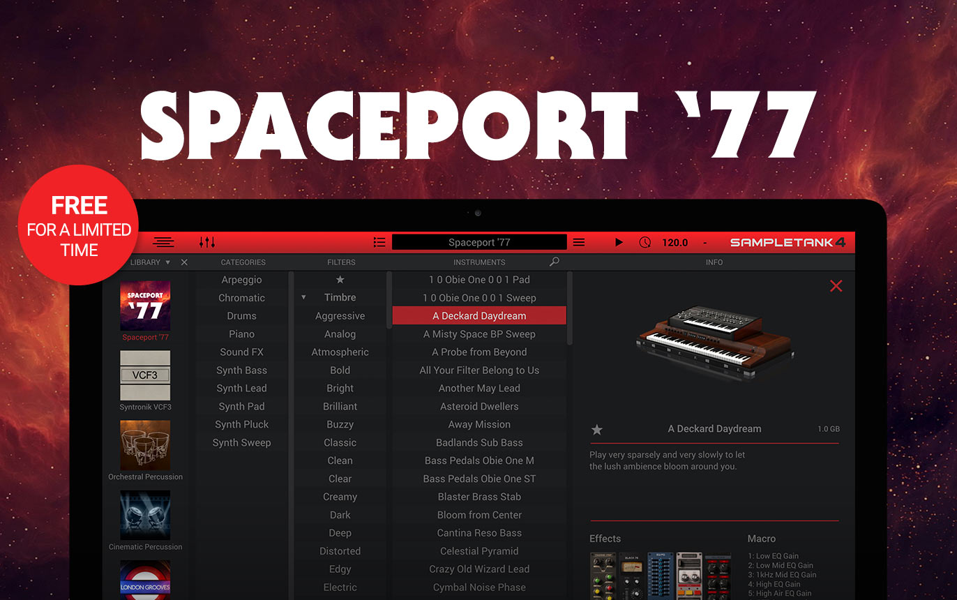 SpacePort '77 for SampleTank 4 free software-synthesizer by IK Multimedia