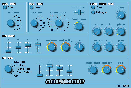 Anenome free software-synthesizer by Audiose
