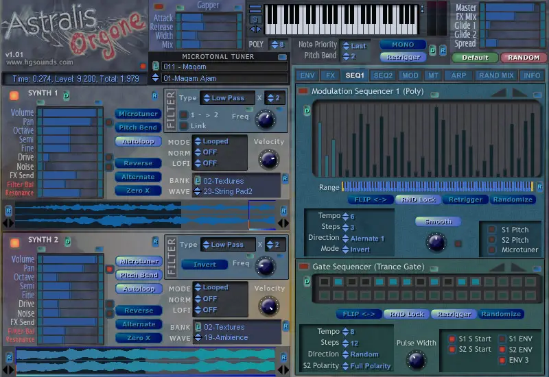 Astralis Orgone / Astralis Orgone Lite free software-synthesizer by Homegrown Sounds