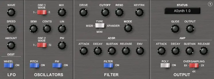 ASynth free software-synthesizer by Smart Electronix