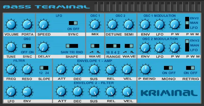 Bass Terminal free software-synthesizer by Kriminal
