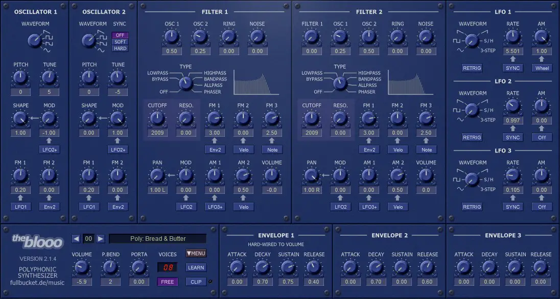 The blooo free software-synthesizer by Full Bucket Music