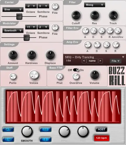 Buzzkill free software-synthesizer by Chironex Audio Works