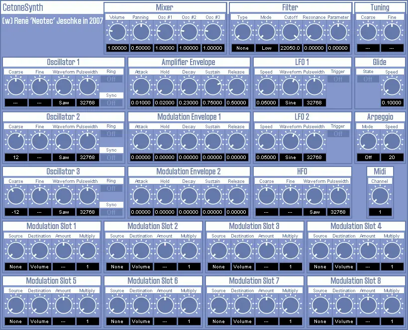 CetoneSynth free software-synthesizer by Neotec