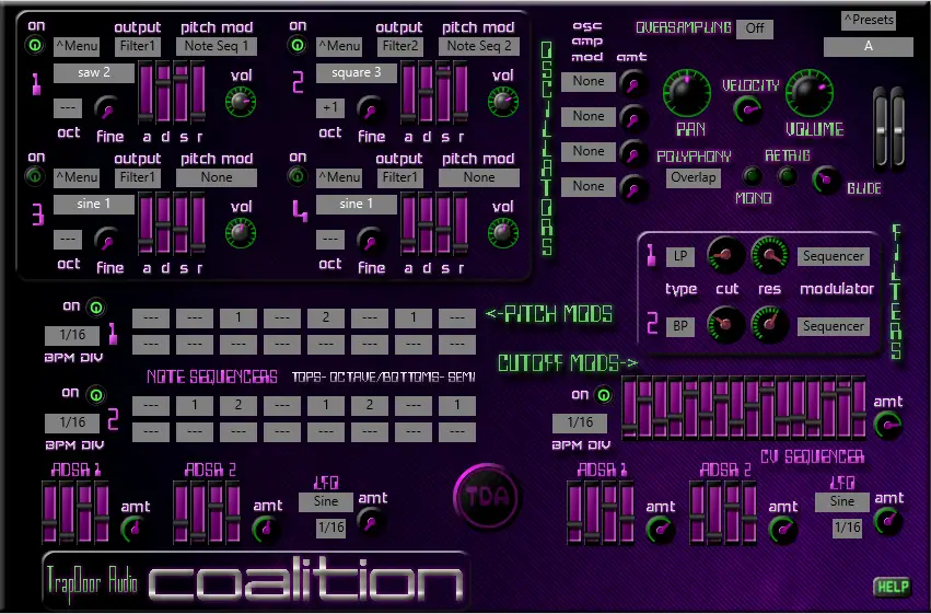 Coalition free software-synthesizer by TrapDoor Audio