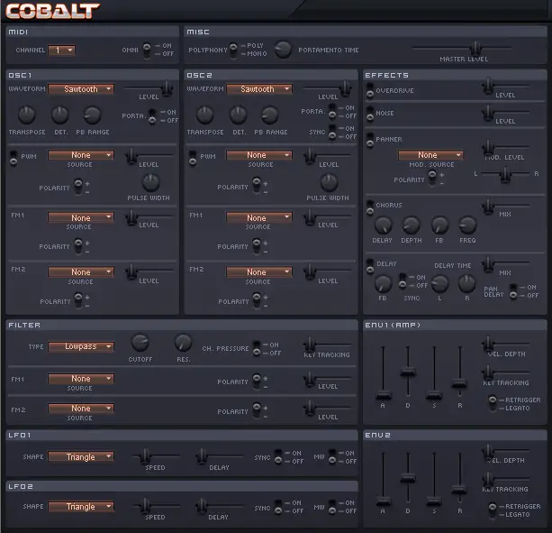 Cobalt free software-synthesizer by Sanford Sound Design