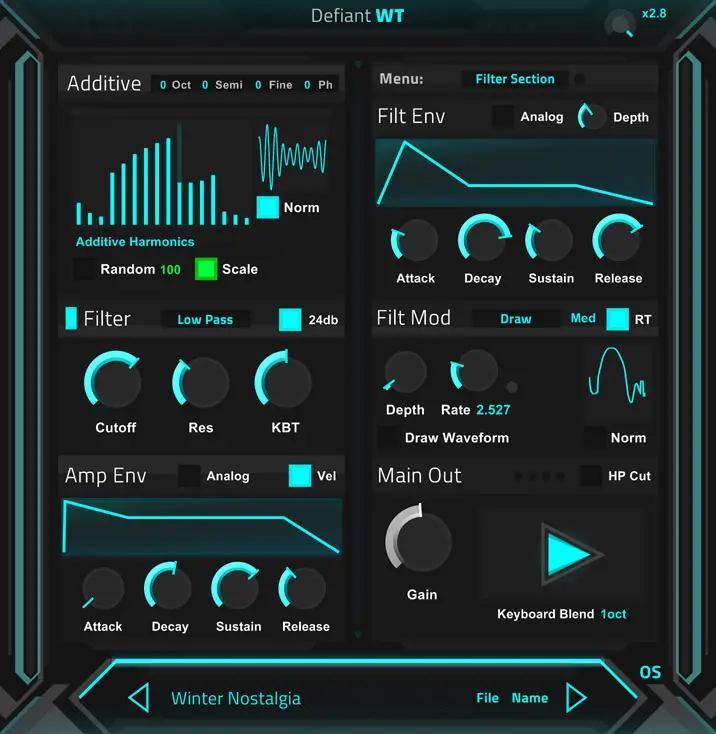 Defiant WT free software-synthesizer by Ocean Swift Synthesis