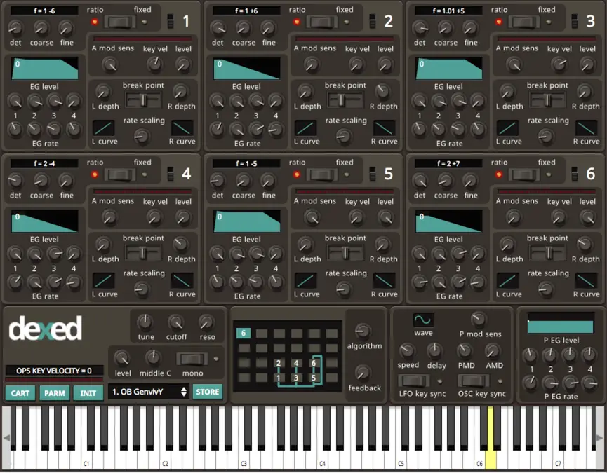 Dexed free software-synthesizer by Digital Suburban