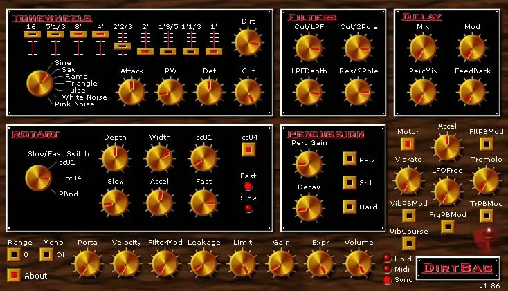 DirtBag free software-synthesizer by Istvan Kaldor