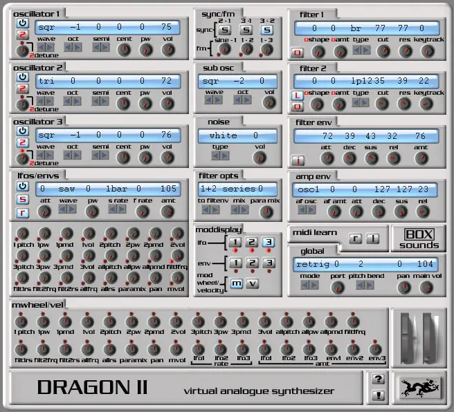 Dragon II free software-synthesizer by Boxsounds