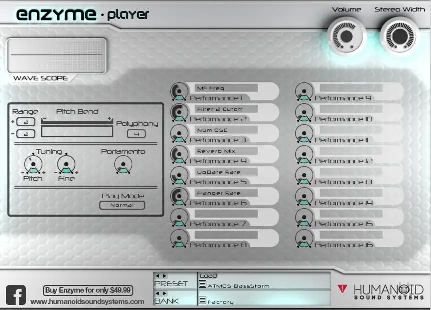 Enzyme Player free software-synthesizer by Humanoid Sound Systems