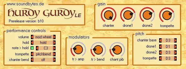 HurdyGurdyLE free software-synthesizer by Soundbytes