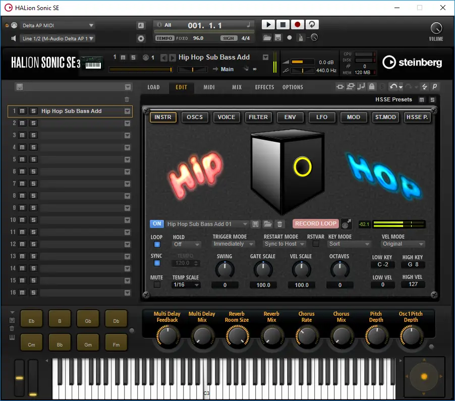 Hip Hop Sub Bass free software-synthesizer by Freemusicproduction.net