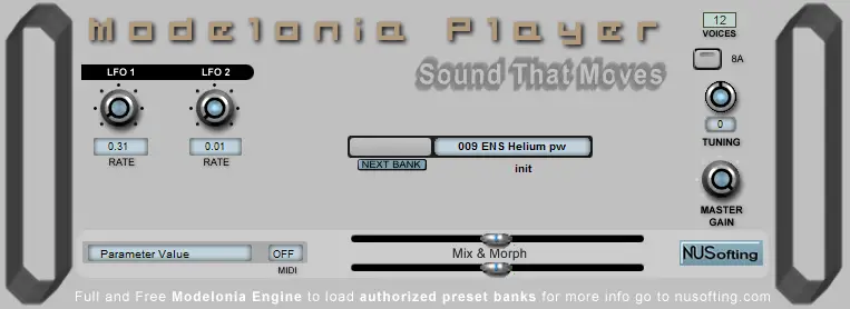 Modelonia Player free software-synthesizer by NUSofting