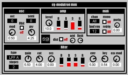 sg-modutron mini free software-synthesizer by Synthgeek