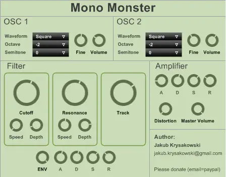 Mono Monster free software-synthesizer by Illegal State Of Mind