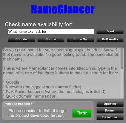 JBM NameGlancer free development-tool by JoBroMedia
