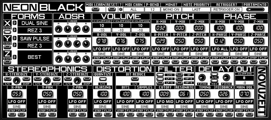 Neon Black free software-synthesizer by NOVUZEIT