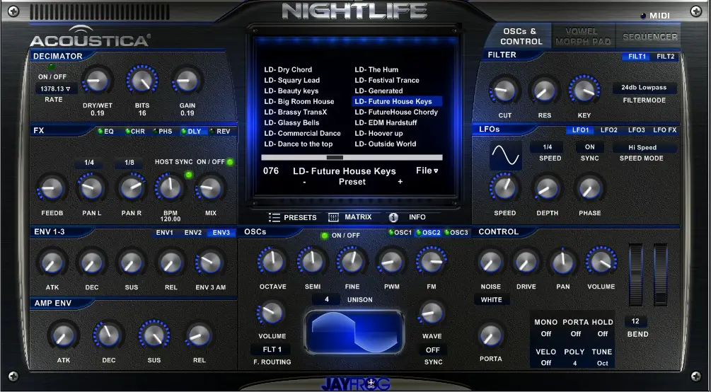 Nightlife free software-synthesizer by Acoustica