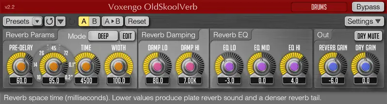OldSkoolVerb free reverb by Voxengo