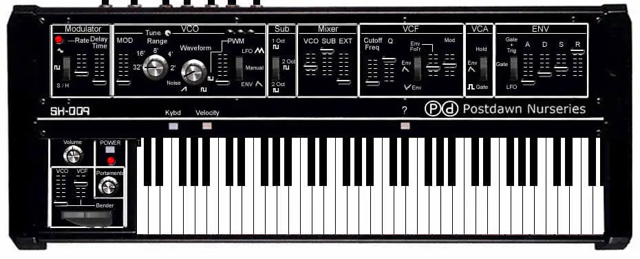 SH-009 Monosynth free software-synthesizer by Postdawn Nurseries