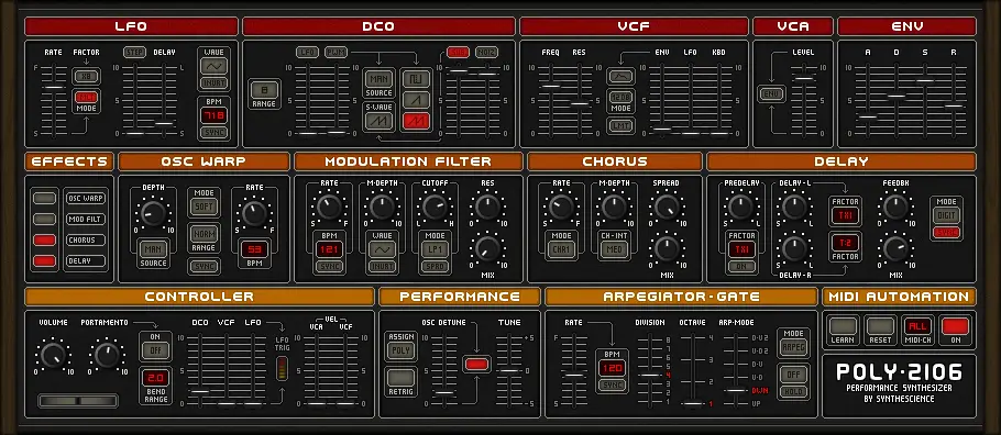 Poly 2106 free software-synthesizer by Synthescience