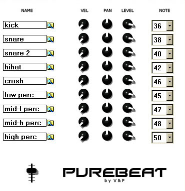 Purebeat free drum-sampler by V&P