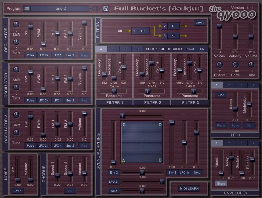 The qyooo free software-synthesizer by Full Bucket Music