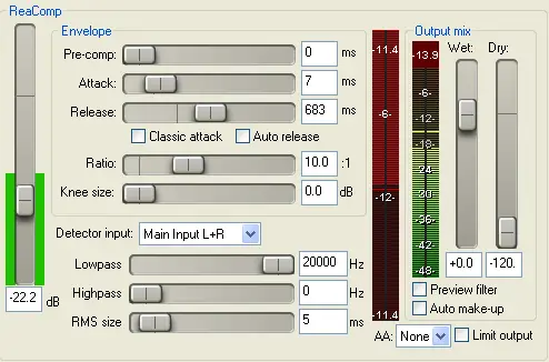 ReaComp free compressor by Cockos