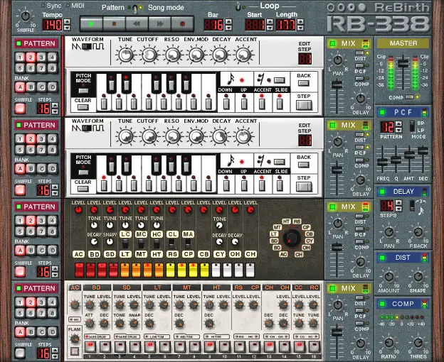 ReBirth RB-338 free software-synthesizer by Reason Studios