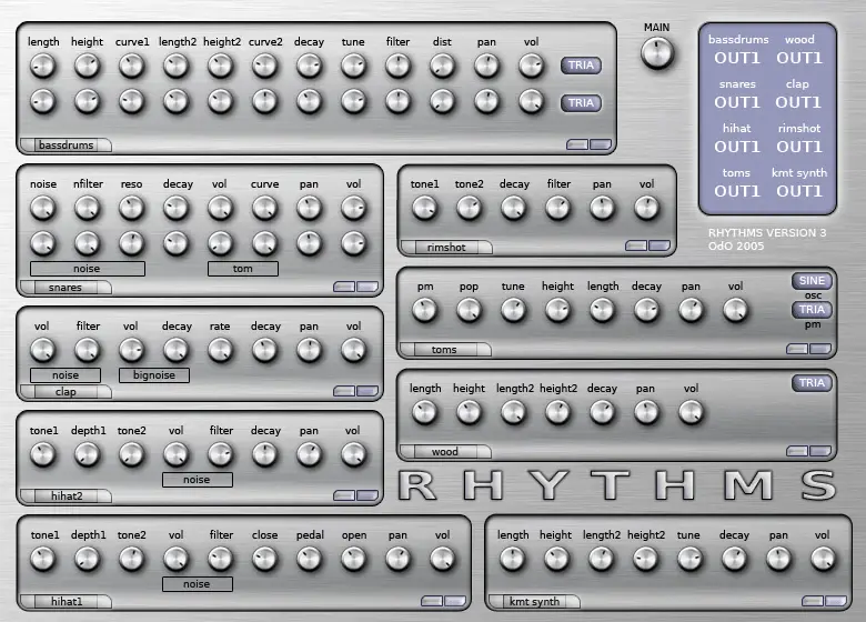 Rhythms free drum-machine by Odo Synths