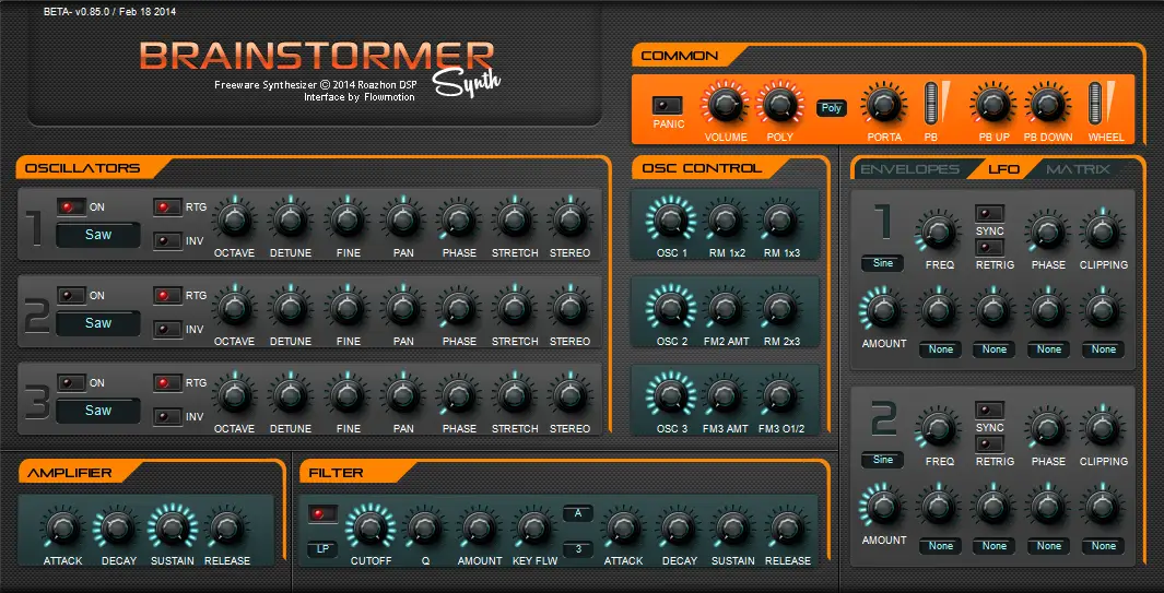 BrainStormer free software-synthesizer by Roazhon DSP
