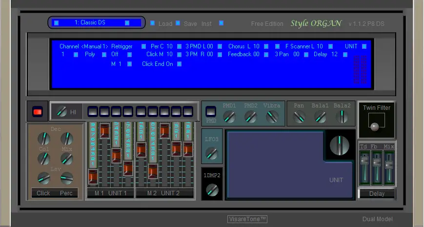 Style ORGAN Dual Model free software-synthesizer by VisareTone