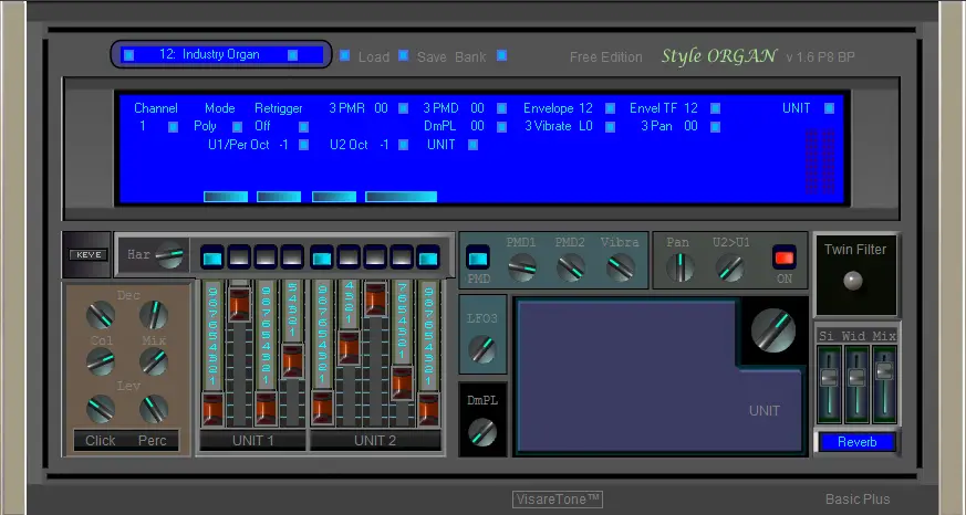 Style ORGAN Basic Plus free software-synthesizer by VisareTone