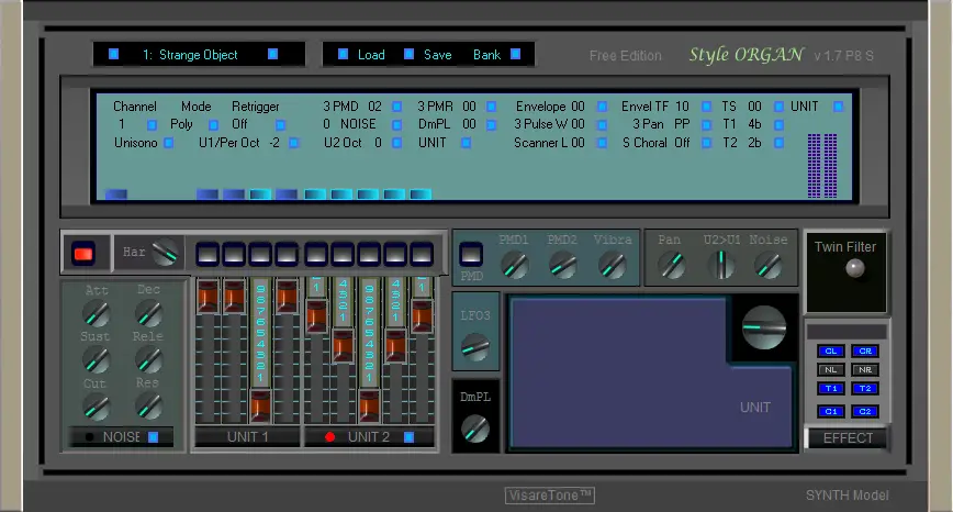 Style ORGAN SYNTH Model free software-synthesizer by VisareTone