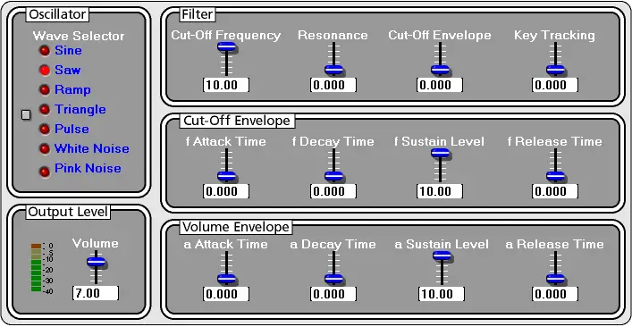SynthWiz Simple Synth free software-synthesizer by Noise Sculpture