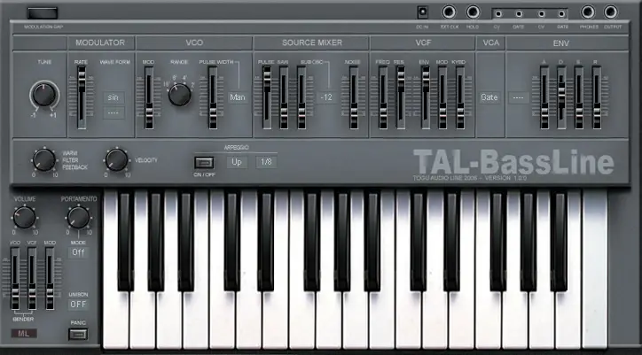 TAL-BassLine free software-synthesizer by Togu Audio Line