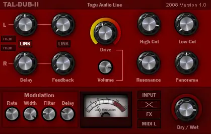 TAL-DUB-II free delay | echo | filter by Togu Audio Line