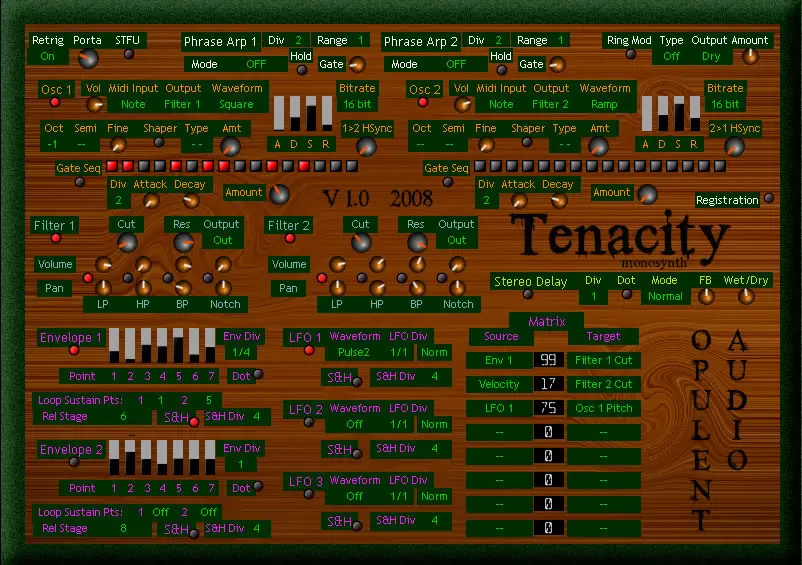 Tenacity free software-synthesizer by Opulent Audio