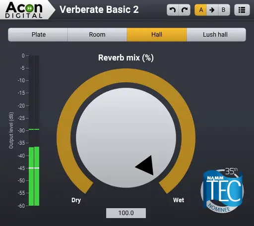 Verberate Basic free reverb by Acon Digital